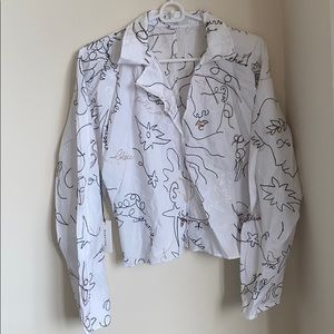Aritzia line print blouse